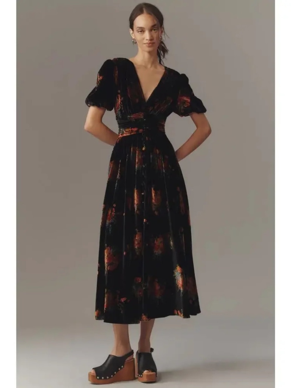 NWT by ANTHROPOLOGIE SZ L The Katerina: Velvet Edition in Floral Motif